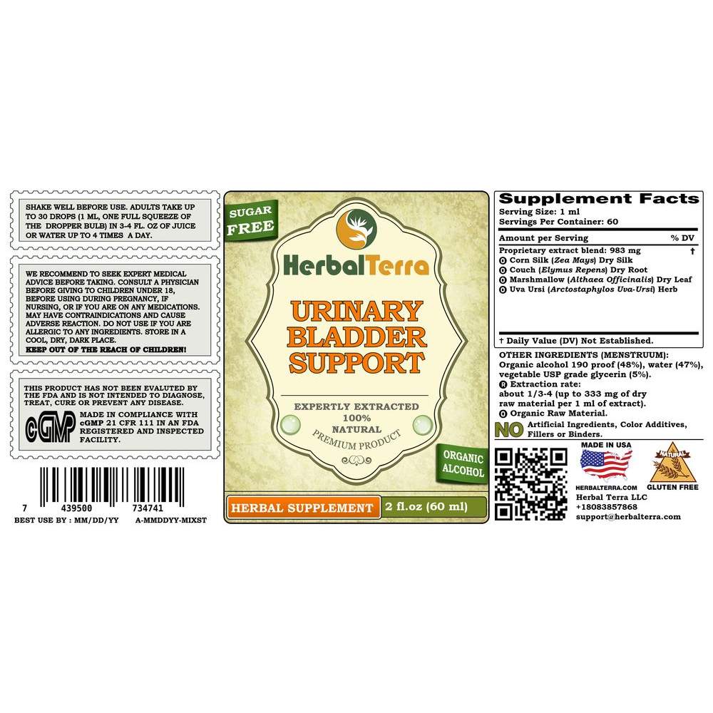 Urinary Bladder Support Herbal Formula, Corn Silk Silk, Couch Root